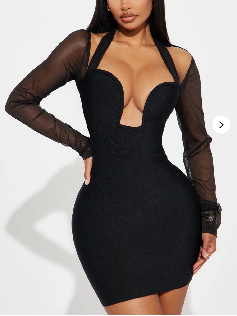 Fashion Nova Bandage Mesh Sleeve Dress